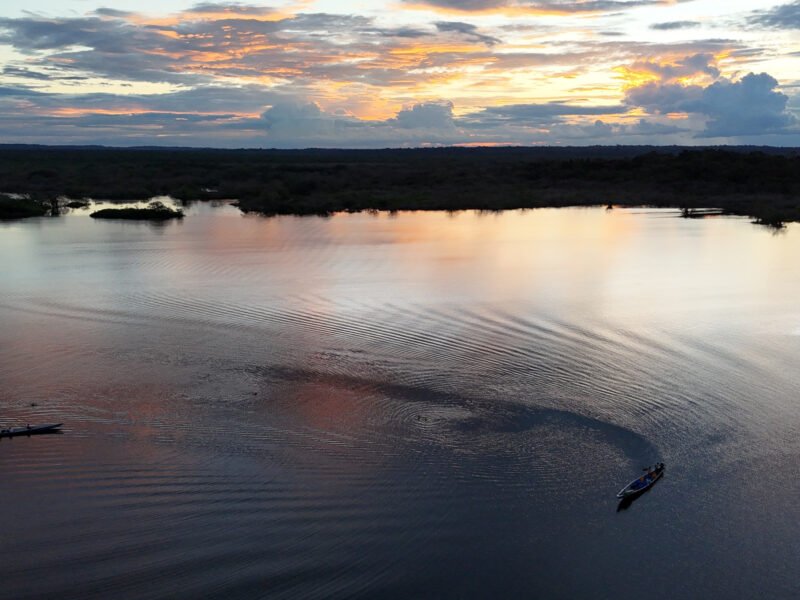 Dusk over the Laguna Grande in the Cuyabeno Wildlife Reserve